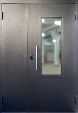 Порошковая дверь полторы створки с остеклением Порошковая дверь полторы створки с остеклением