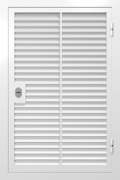 Однопольные ставни-жалюзи с широкой створкой и вертикальной планкой Однопольные ставни-жалюзи с широкой створкой и вертикальной планкой