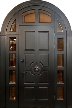 Арочная термодверь с остекленным вставками, окрас по RAL Арочная термодверь с остекленным вставками, окрас по RAL