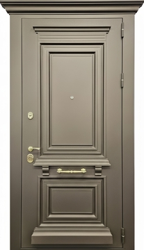 Входная термодверь с карнизом, металлическим багетом и полимерной покраской муар Входная термодверь с карнизом, металлическим багетом и полимерной покраской муар