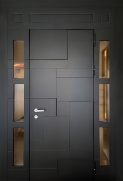 Парадная дверь с наборным МДФ и остекленными вставками Парадная дверь с наборным МДФ и остекленными вставками