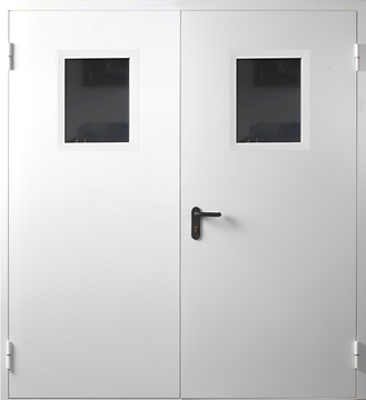Двупольная противопожарная дверь с остеклением Двупольная противопожарная дверь с остеклением