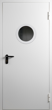 Однопольная противопожарная дверь с круглым остеклением Однопольная противопожарная дверь с круглым остеклением