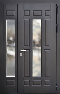 Однопольная термодверь с МДФ шпон и стеклопакетами Однопольная термодверь с МДФ шпон и стеклопакетами