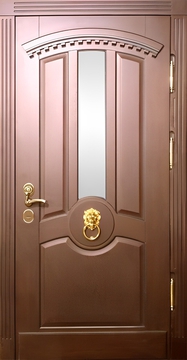 Остекленная термодверь с отделкой МДФ шпон Остекленная термодверь с отделкой МДФ шпон