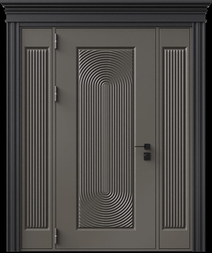 Входная термодверь с металлофиленкой, вставками по бокам, карнизом и порошковым напылением RAL 7022 (тип №3) Входная термодверь с металлофиленкой, вставками по бокам, карнизом и порошковым напылением RAL 7022 (тип №3)