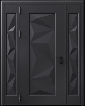 Входная термодверь с металлофиленкой, вставками по бокам и порошковым покрытием RAL 9004 (тип №8) Входная термодверь с металлофиленкой, вставками по бокам и порошковым покрытием RAL 9004 (тип №8)