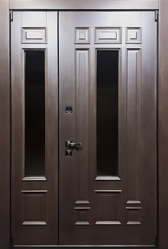 Полуторастворчатая остекленная термодверь с МДФ шпон Полуторастворчатая остекленная термодверь с МДФ шпон