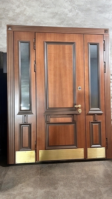 Полуторная дверь МДФ шпон с багетом и остеклением Полуторная дверь МДФ шпон с багетом и остеклением