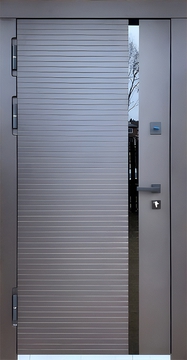 Термодверь с глянцевой вставкой и зеркалом Термодверь с глянцевой вставкой и зеркалом