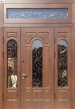 Входная группа МДФ с терморазрывом, ковкой и стеклом Входная группа МДФ с терморазрывом, ковкой и стеклом